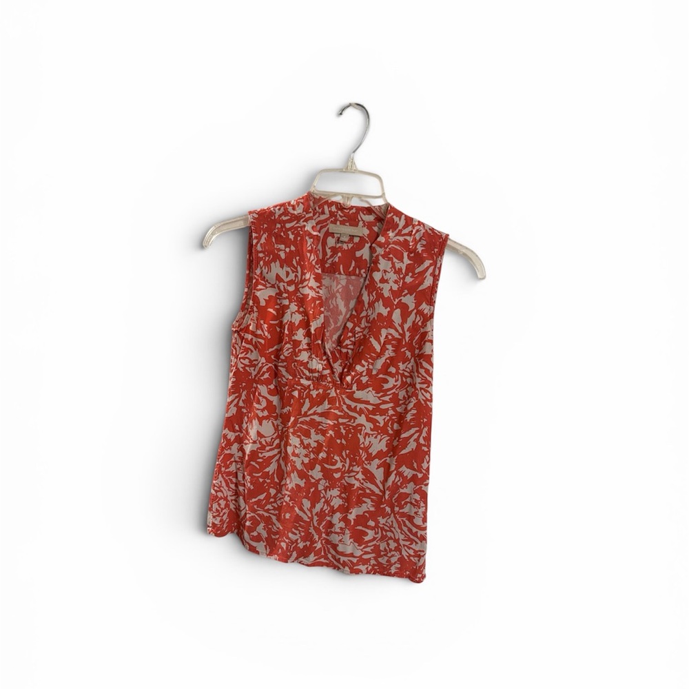 Banana Republic orange and White geometric print V-Neck Sleeveless Top size 4